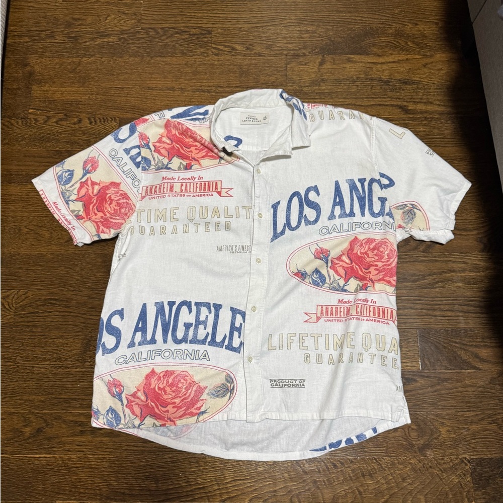Los Angeles Graphic Men's Shirt - White and Red